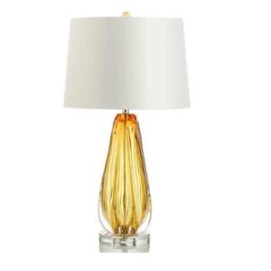 Abajur De Mesa Cristal Laranja  Luminária Decoração Roma Lautre