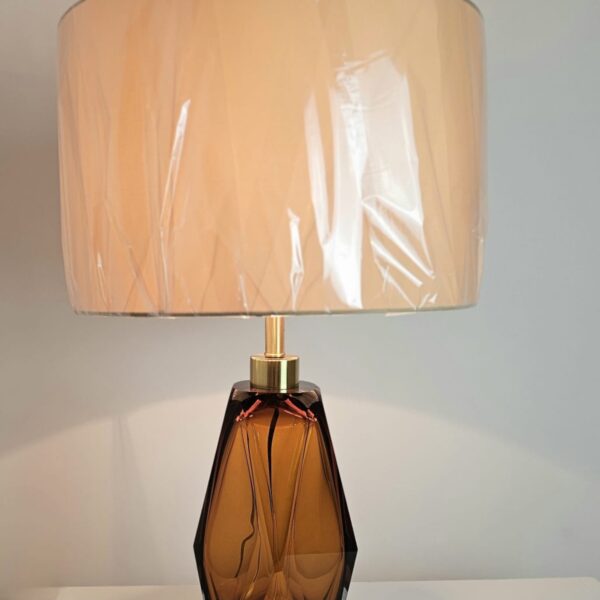 Abajur De Mesa Luminária C Cúpula Cristal Marrom Cambara Lautre - Image 2