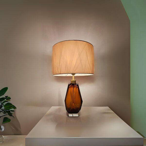 Abajur De Mesa Luminária C Cúpula Cristal Marrom Cambara Lautre - Image 4