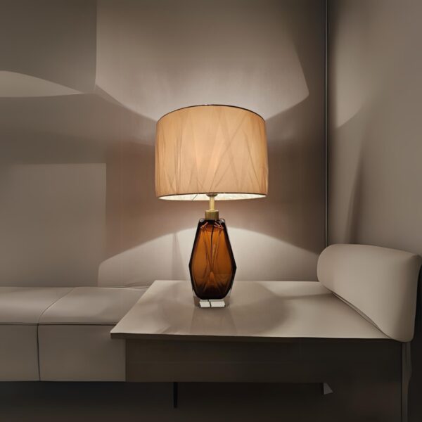 Abajur De Mesa Luminária C Cúpula Cristal Marrom Cambara Lautre - Image 5