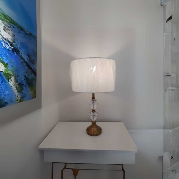 Abajur De Mesa C Cúpula Luminária Dourado E Vidro Casa River Lautre - Image 7